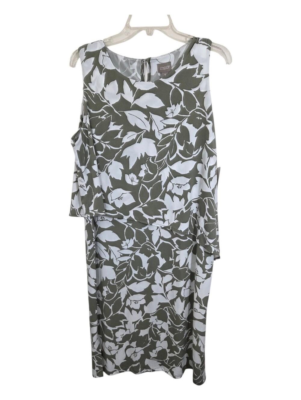 NWT Chico's Lovely Garden Olivia Midi Dress Green Floral Layered Boho Size Large